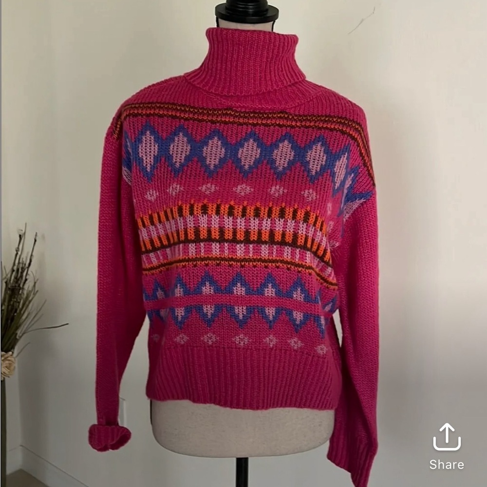 NWT medium or large pink turtle neck sweater no comment